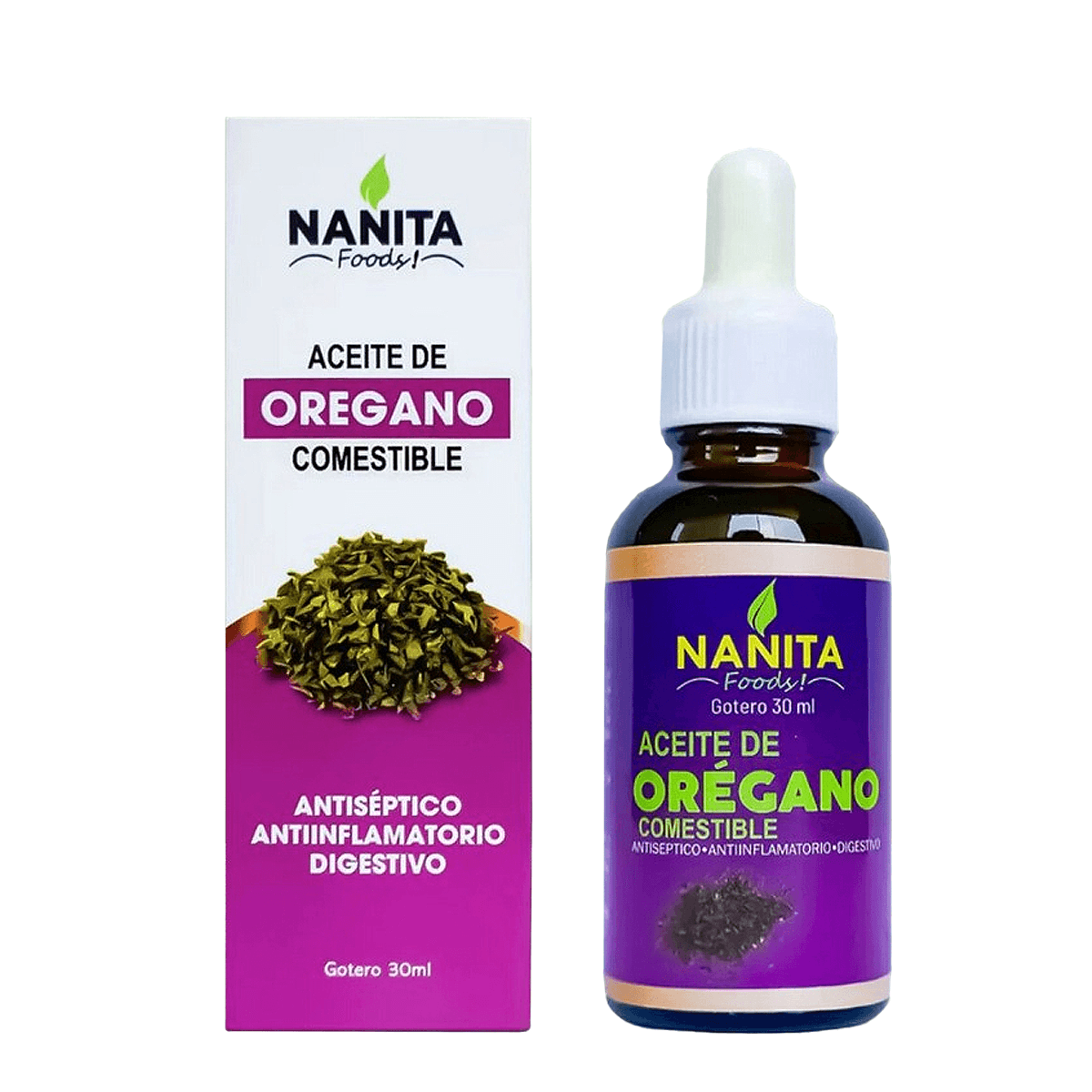 Aceite de orégano comestible Nanita, 30 ml