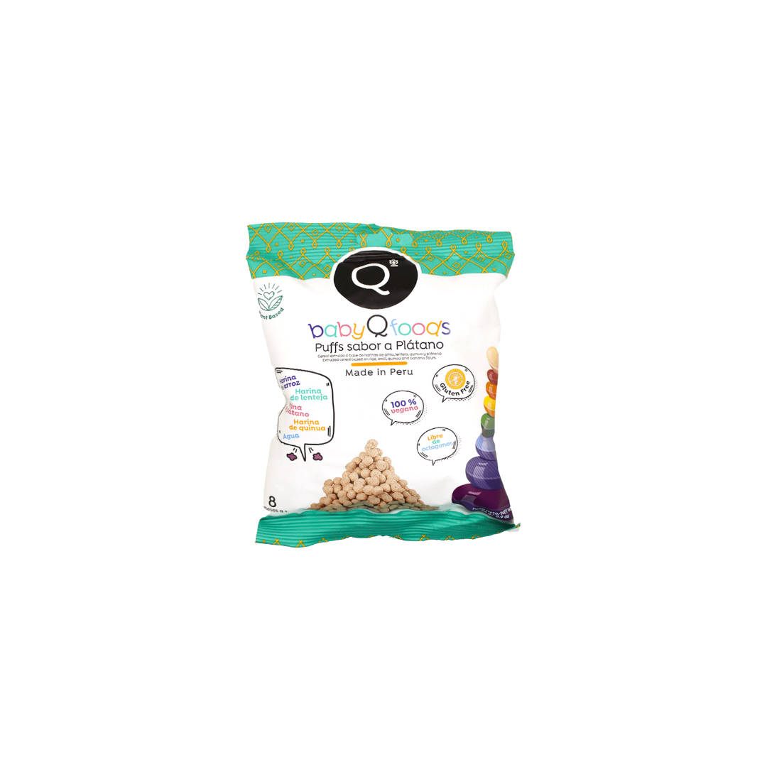 Baby puffs sabor plátano QFoods, 25 gr