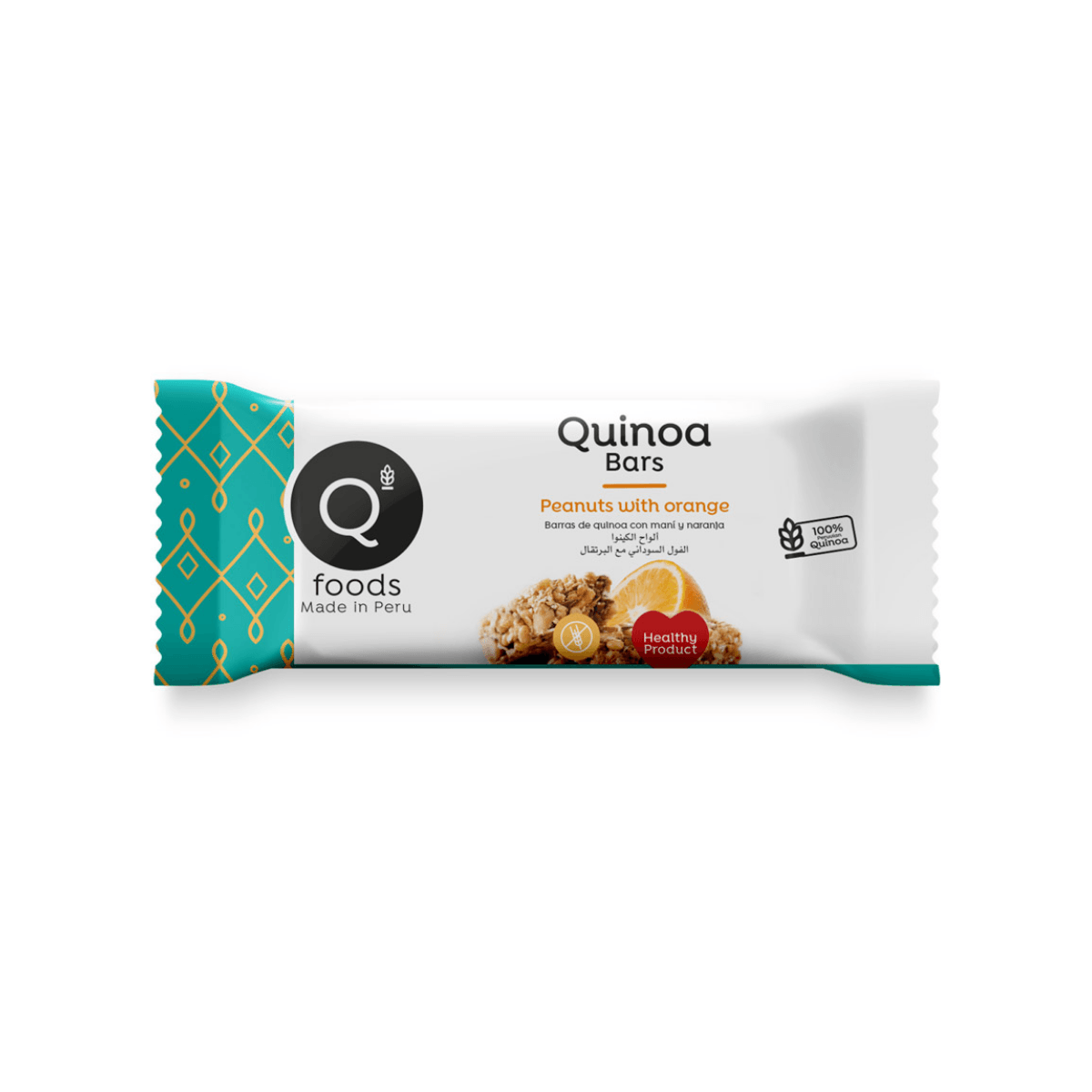 Barra de quinua con maní y naranja QFoods, 30 gr