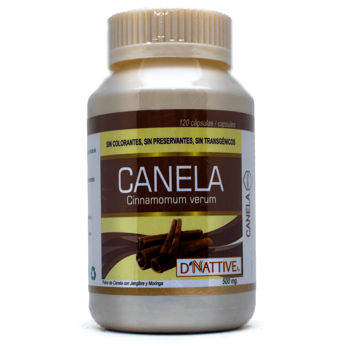 Canela 120 cápsulas D'Nattive, 500 mg