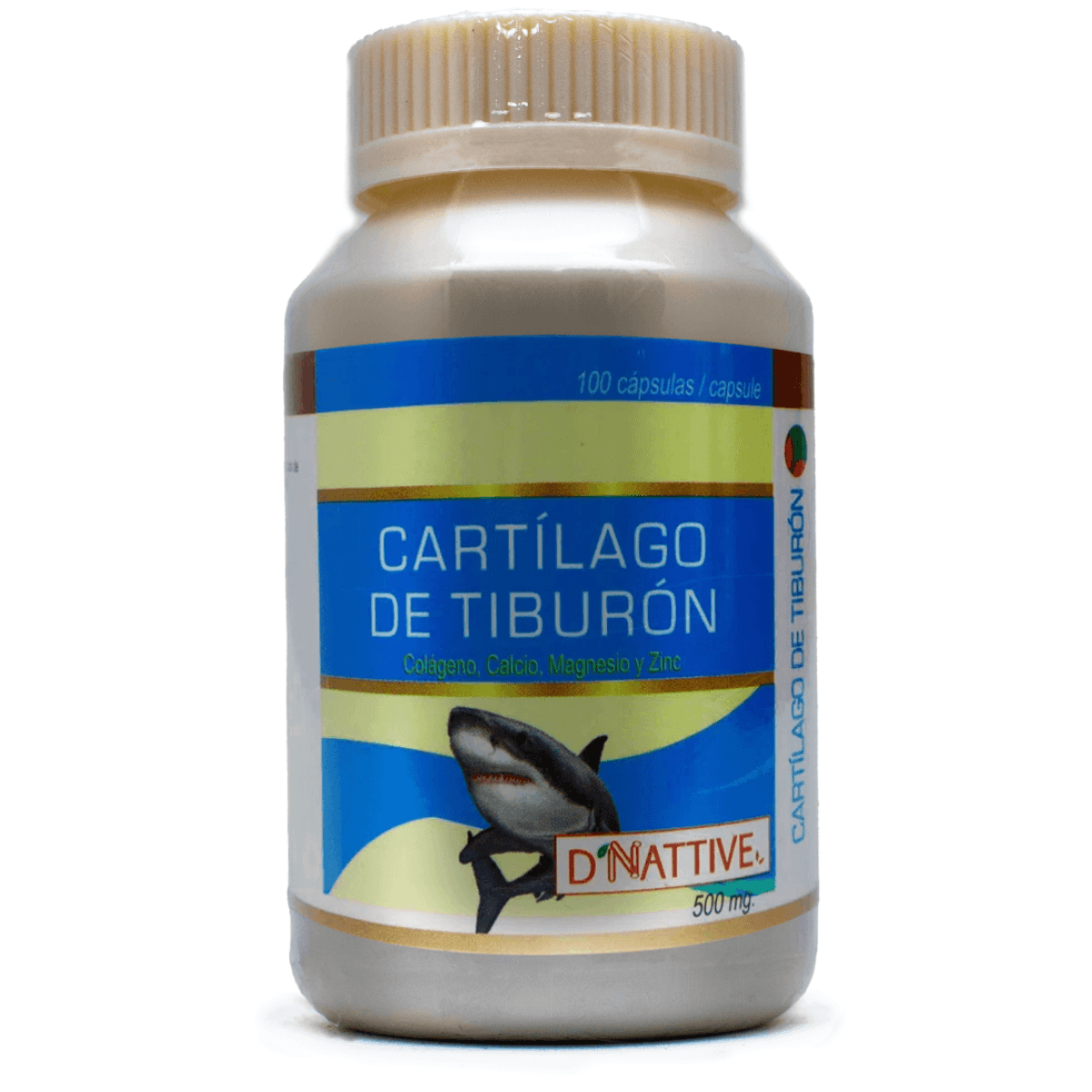 Cartílago de tiburón 100 cápsulas D'Nattive, 500 mg
