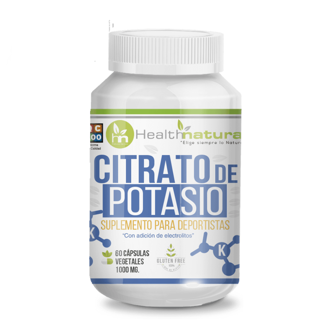 Citrato de potasio 60 cápsulas Health Natural, 1000 mg