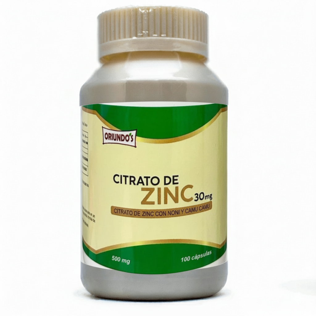 Citrato de zinc 100 cápsulas Oriundo's, 500 mg