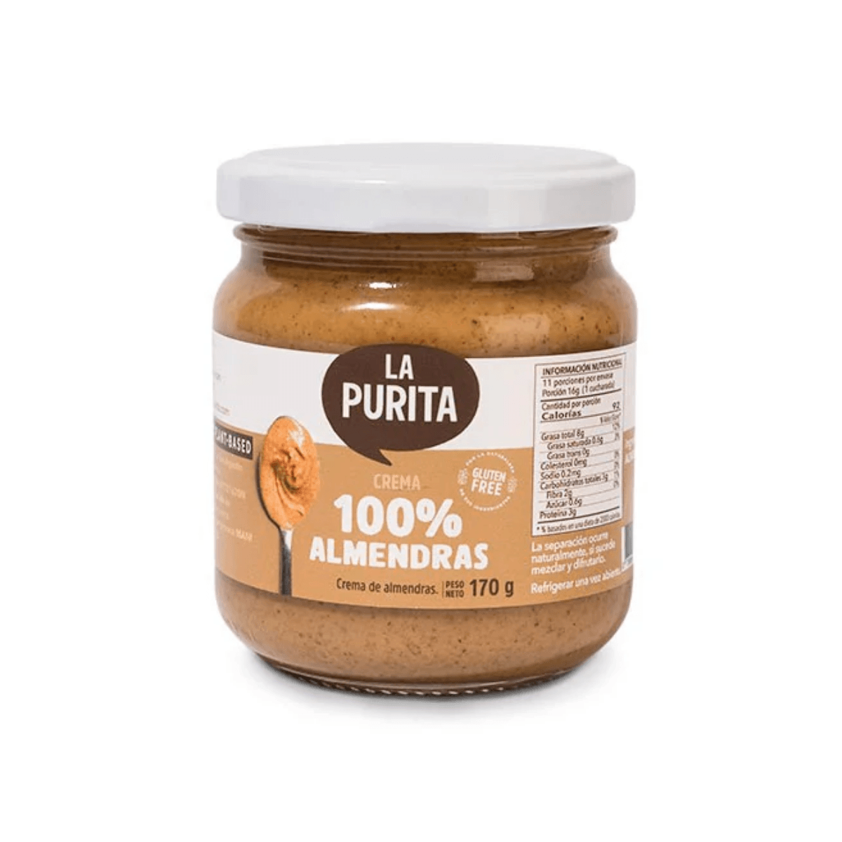 Crema de almendras La Purita, 170 gr