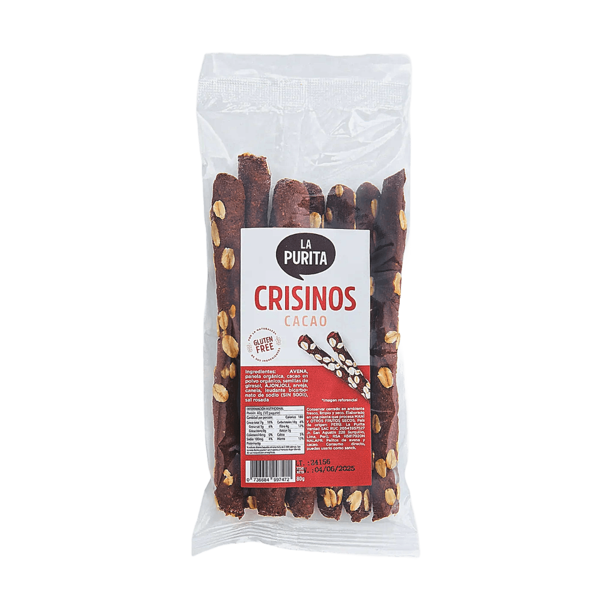 Crisinos de cacao La Purita, 80 gr