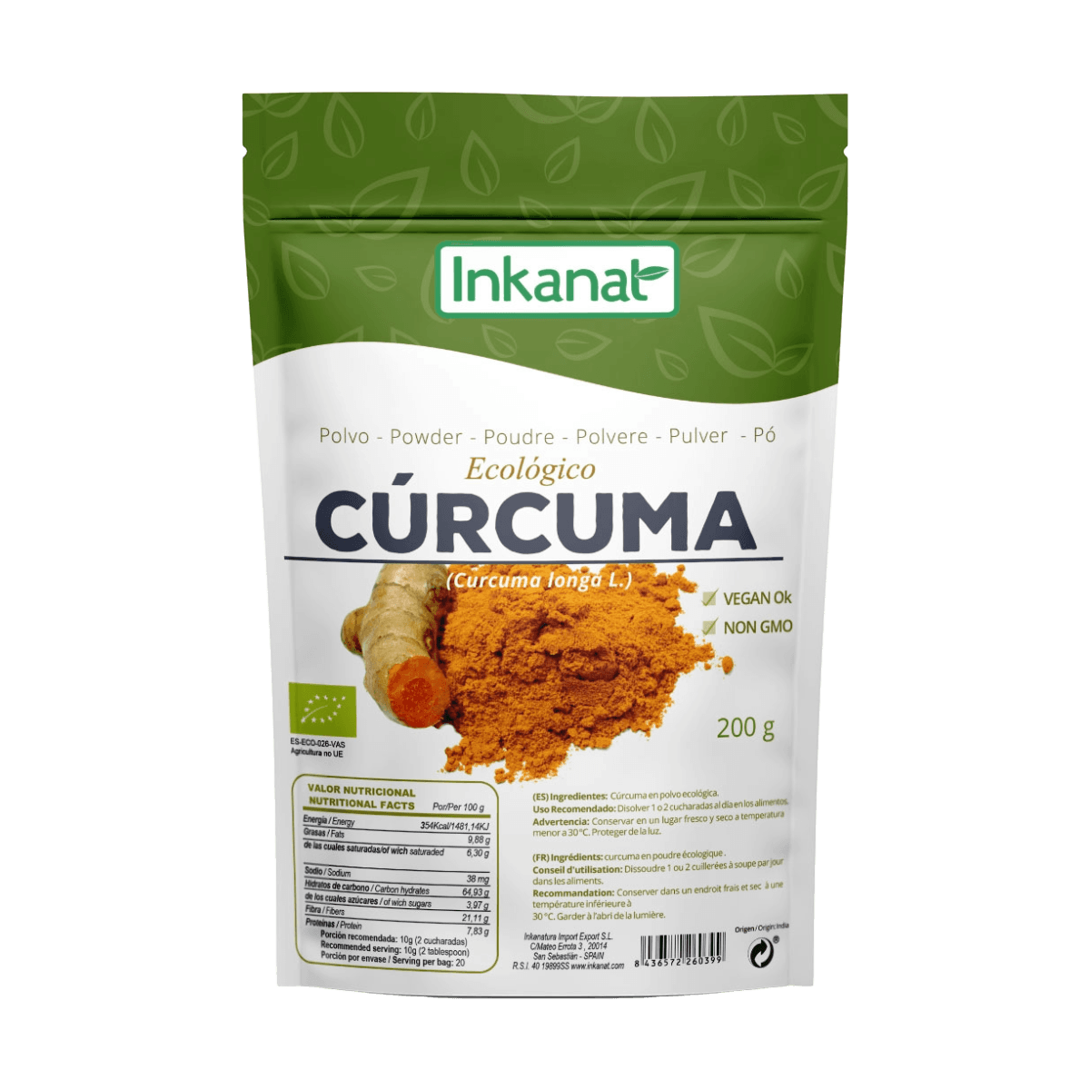 Cúrcuma en polvo Inkanat, 200 gr