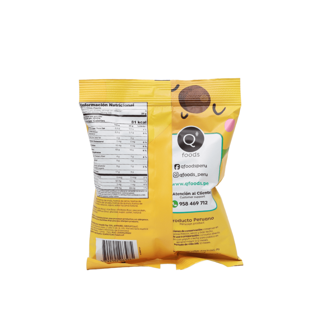 Baby crunchies sabor lúcuma QFoods, 25 gr