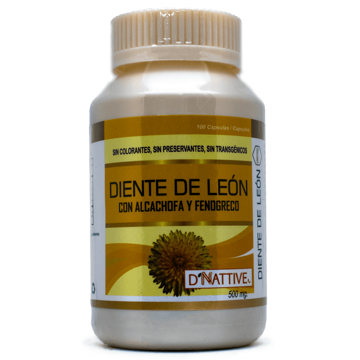 Diente de león 100 cápsulas D'Nattive, 500 mg