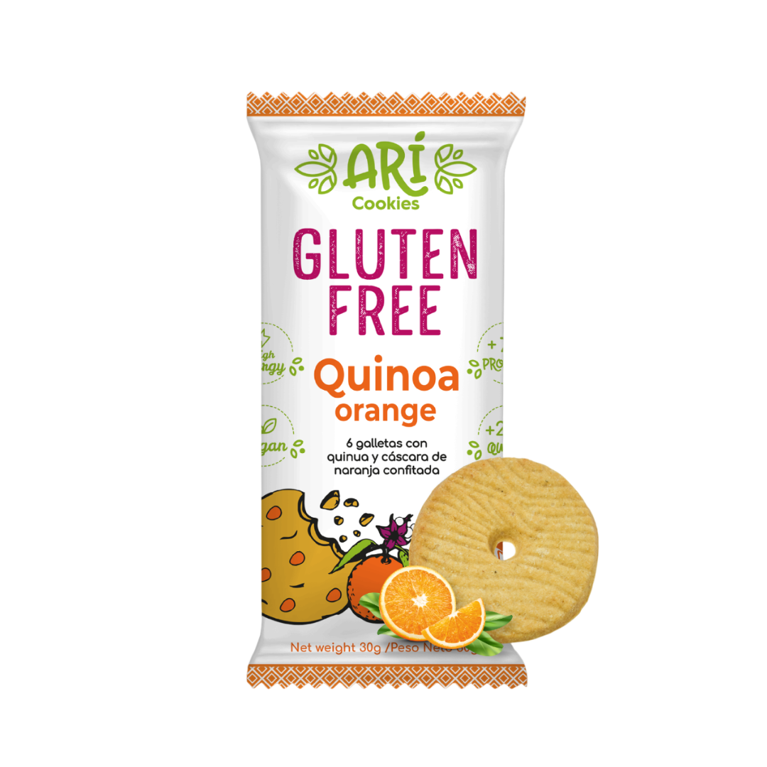 Galleta con quinua y cáscara de naranja confitada Ari, 30 gr