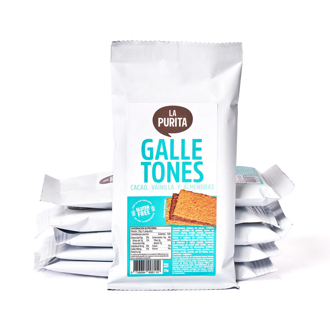 Galletas de avena - Mix de cacao, vainilla y almendras La Purita, 35 gr