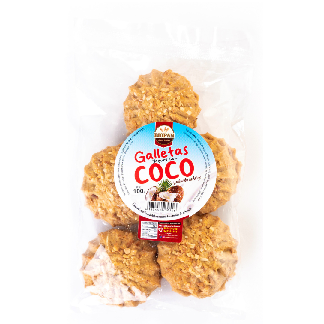 Galletas con yogurt y coco Biopan, 100 gr