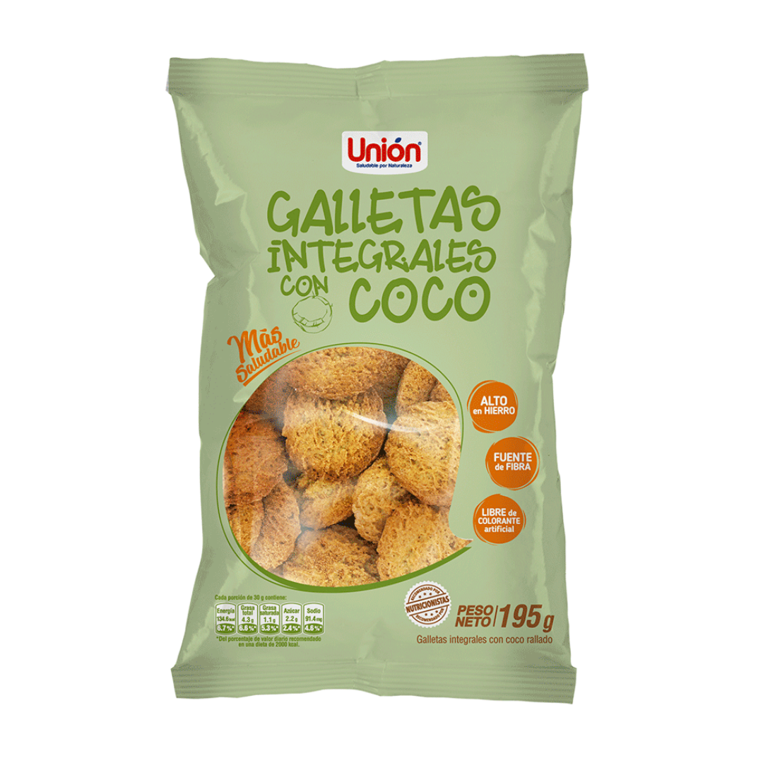 Galletas integrales de coco Unión, 195 gr