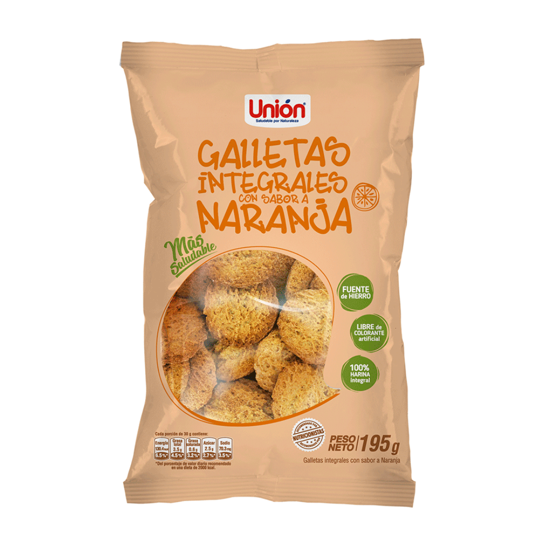 Galletas integrales con sabor a naranja Unión, 195 gr