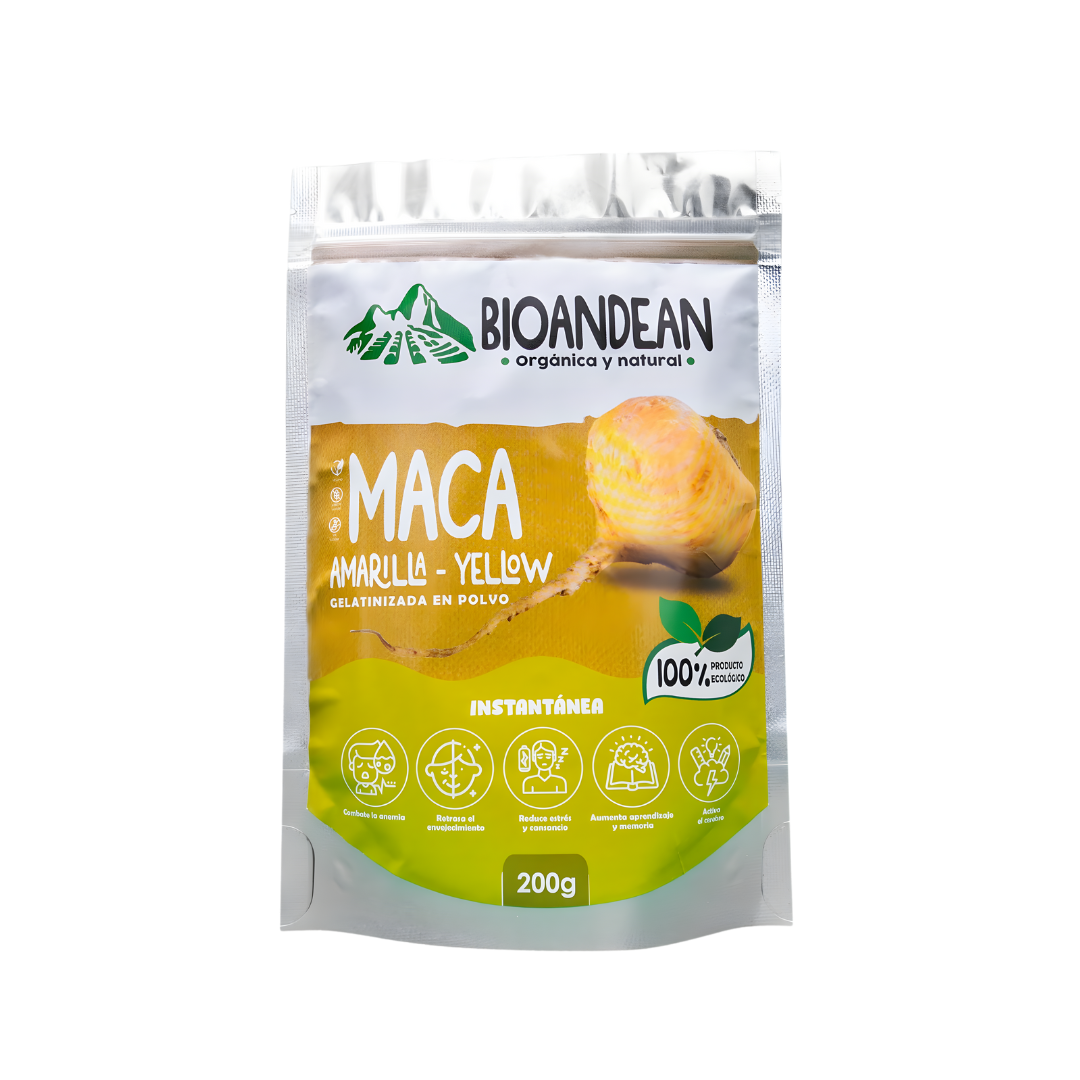 Maca amarilla gelatinizada Bioandean, 200 gr