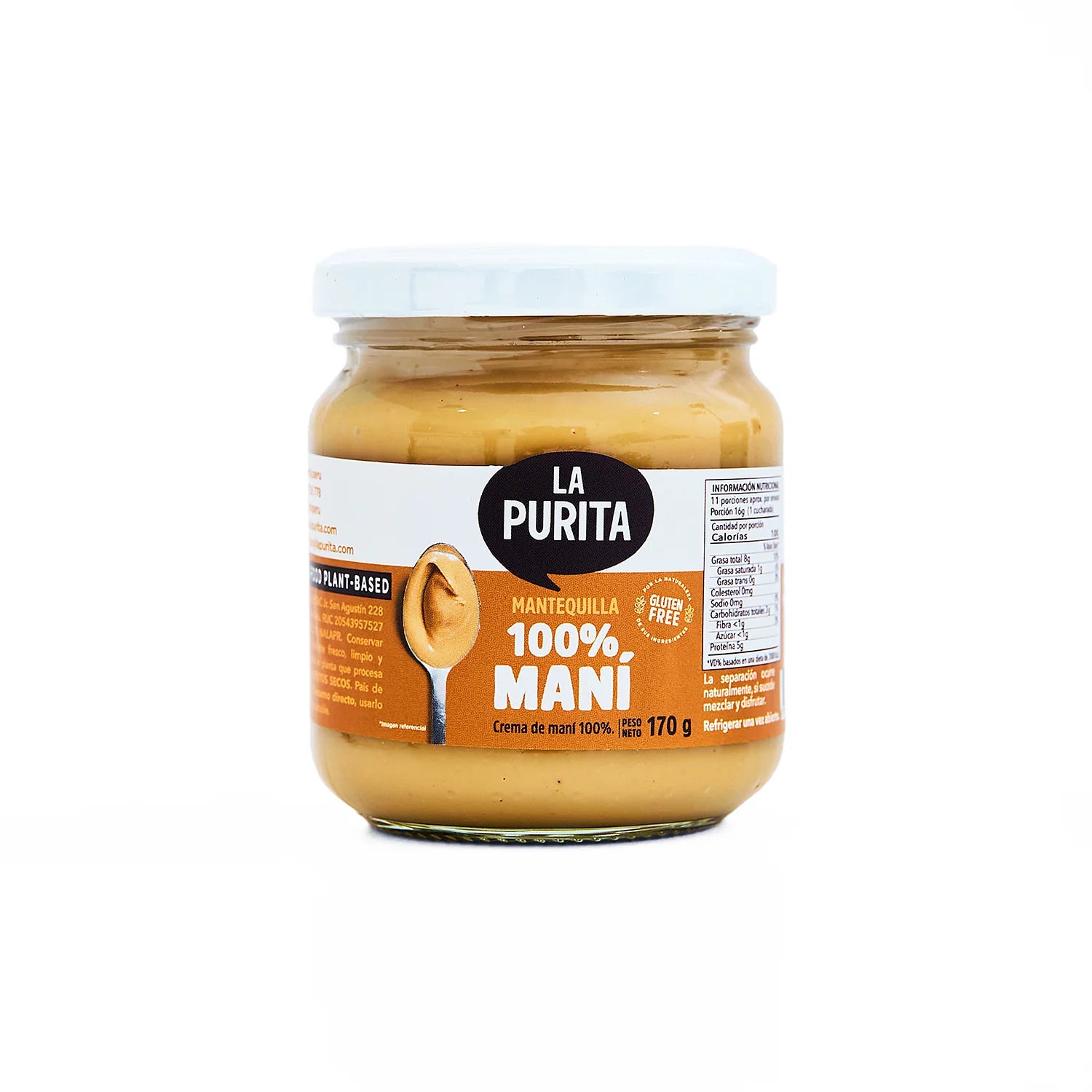 Mantequilla 100% maní, La Purita