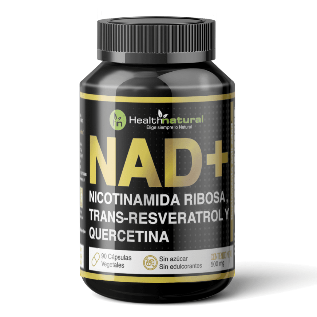 NAD+ (Nicotinamida Ribosa, Trans-Resveratrol y Quercetina) 90 cápsulas Health Natural, 500 mg