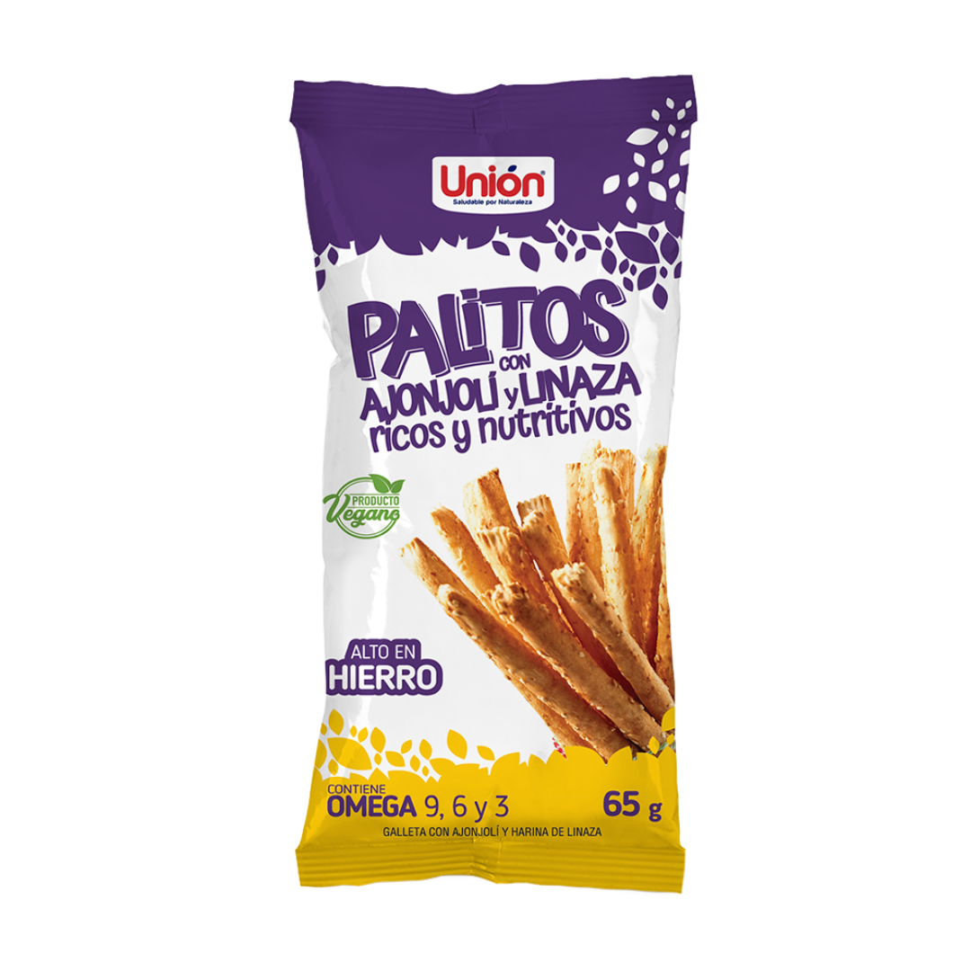 Palitos con ajonjolí y linaza Unión, 65 gr