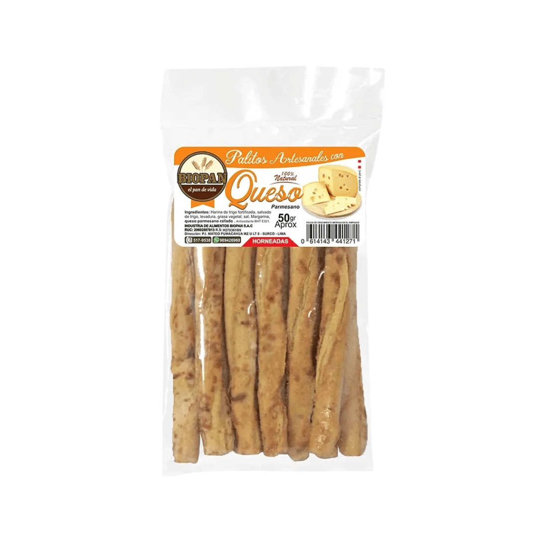 Palitos artesanales con queso Biopan, 50 gr