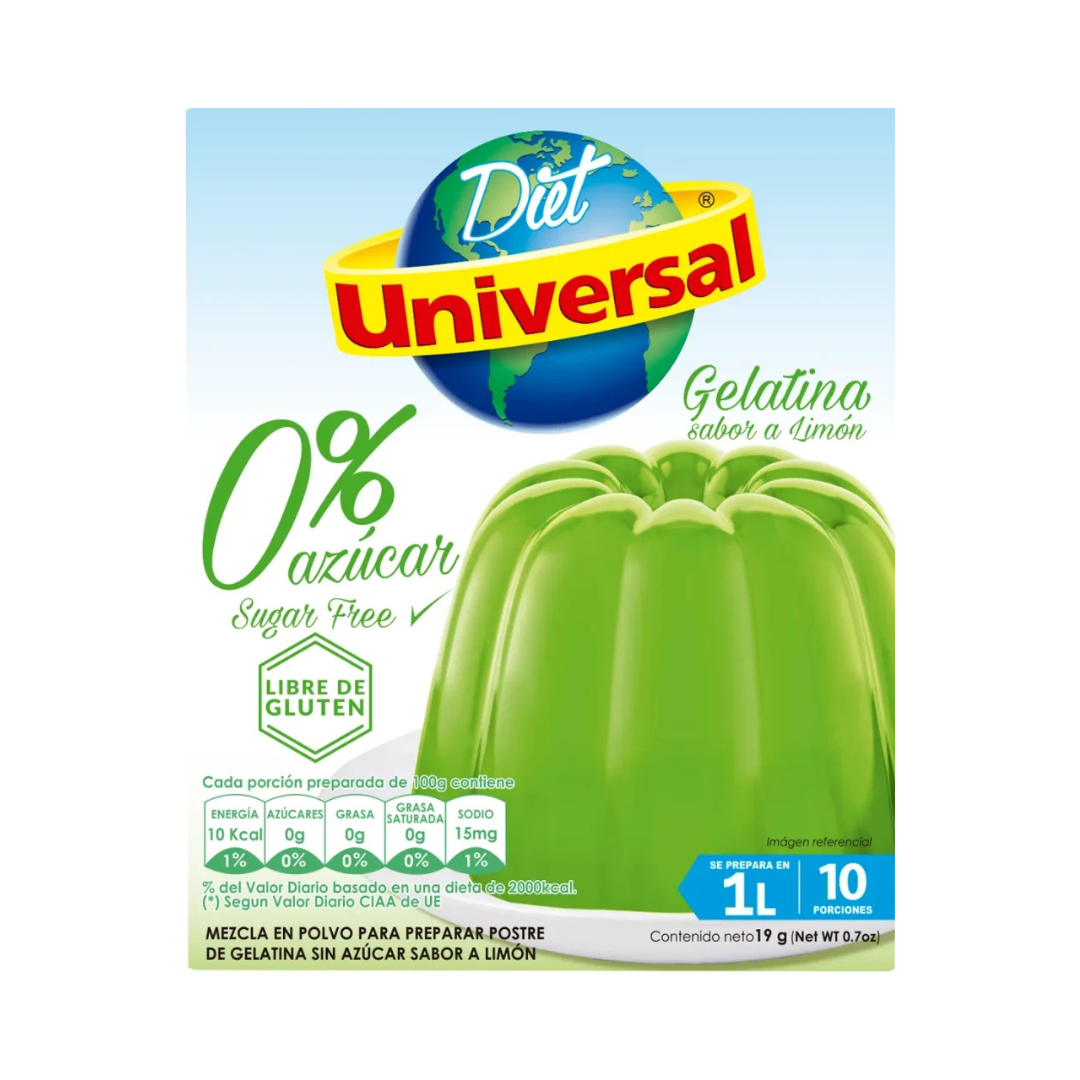 Gelatina diet sabor limón Universal, 19 gr