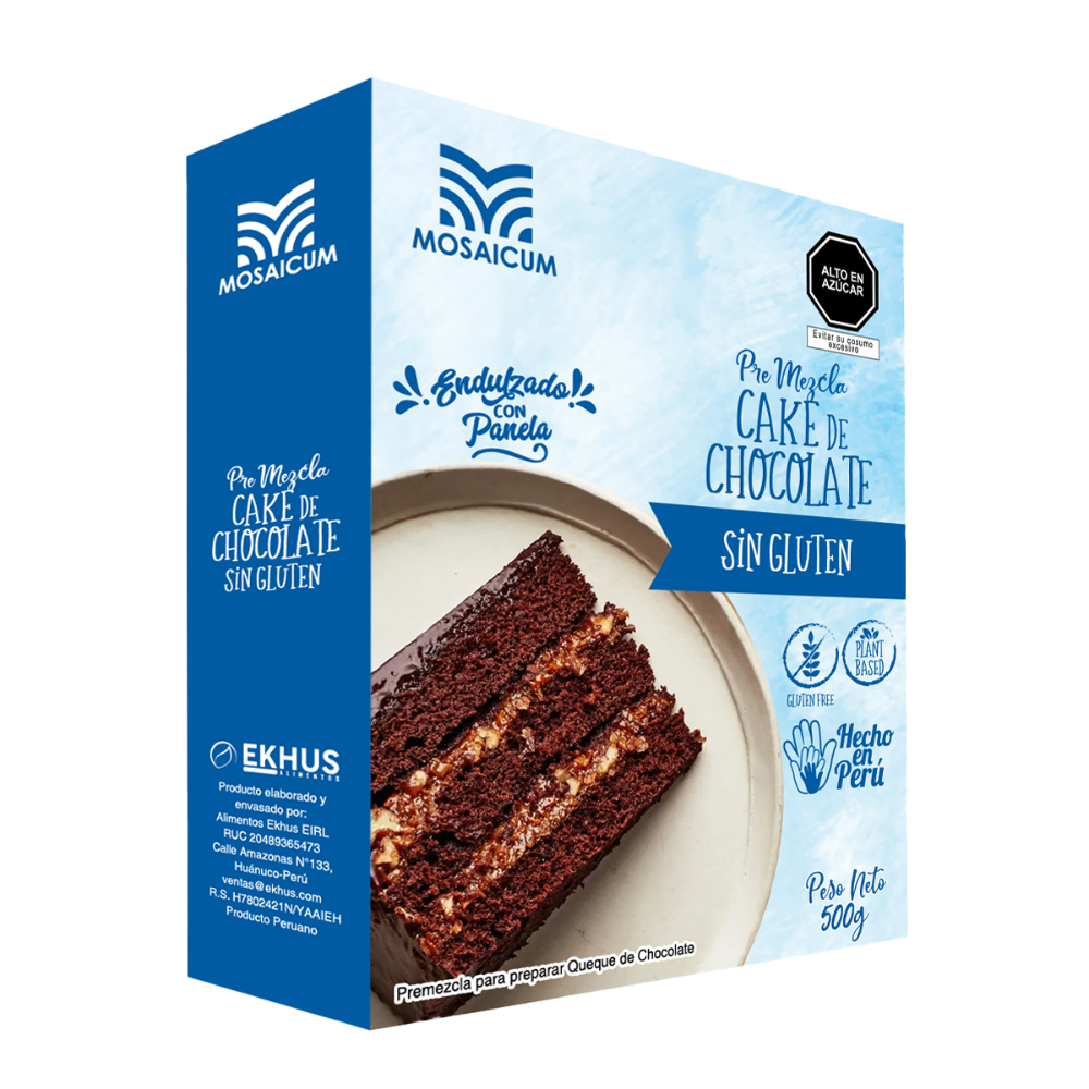 Pre mezcla cake de chocolate sin gluten Mosaicum, 500 gr