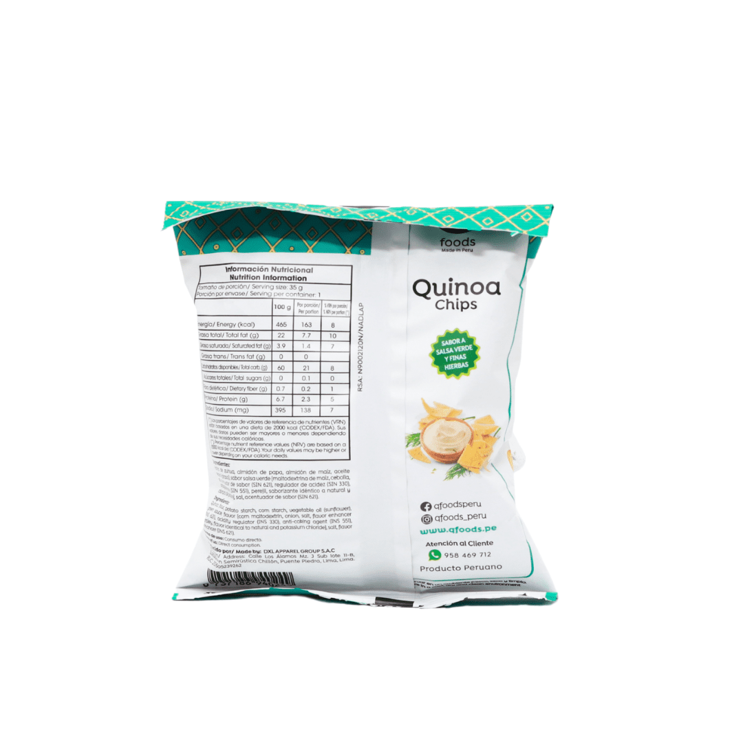 Chips de quinua sabor finas hierbas, QFoods