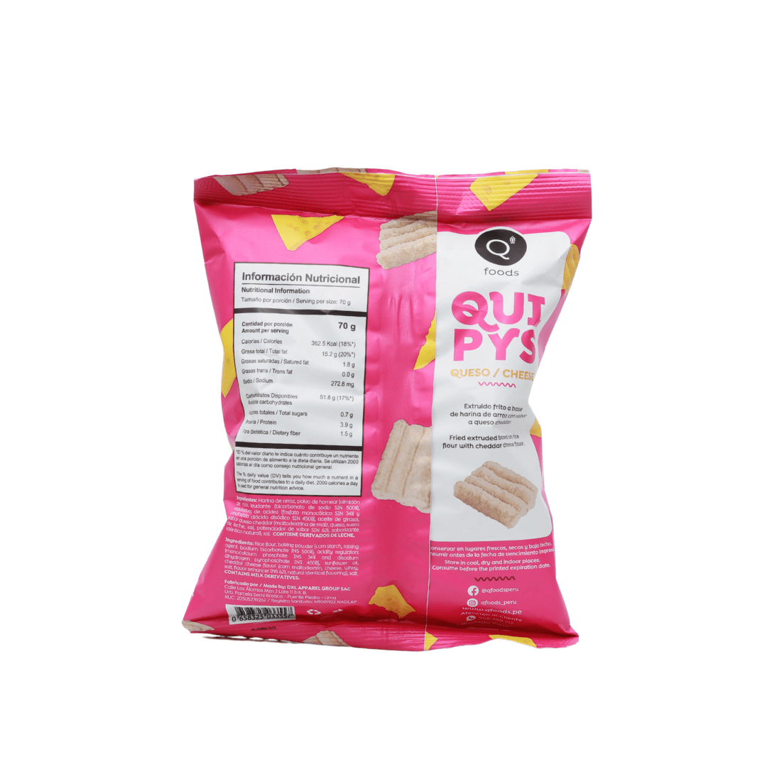 Quipys sabor queso QFoods, 30 gr