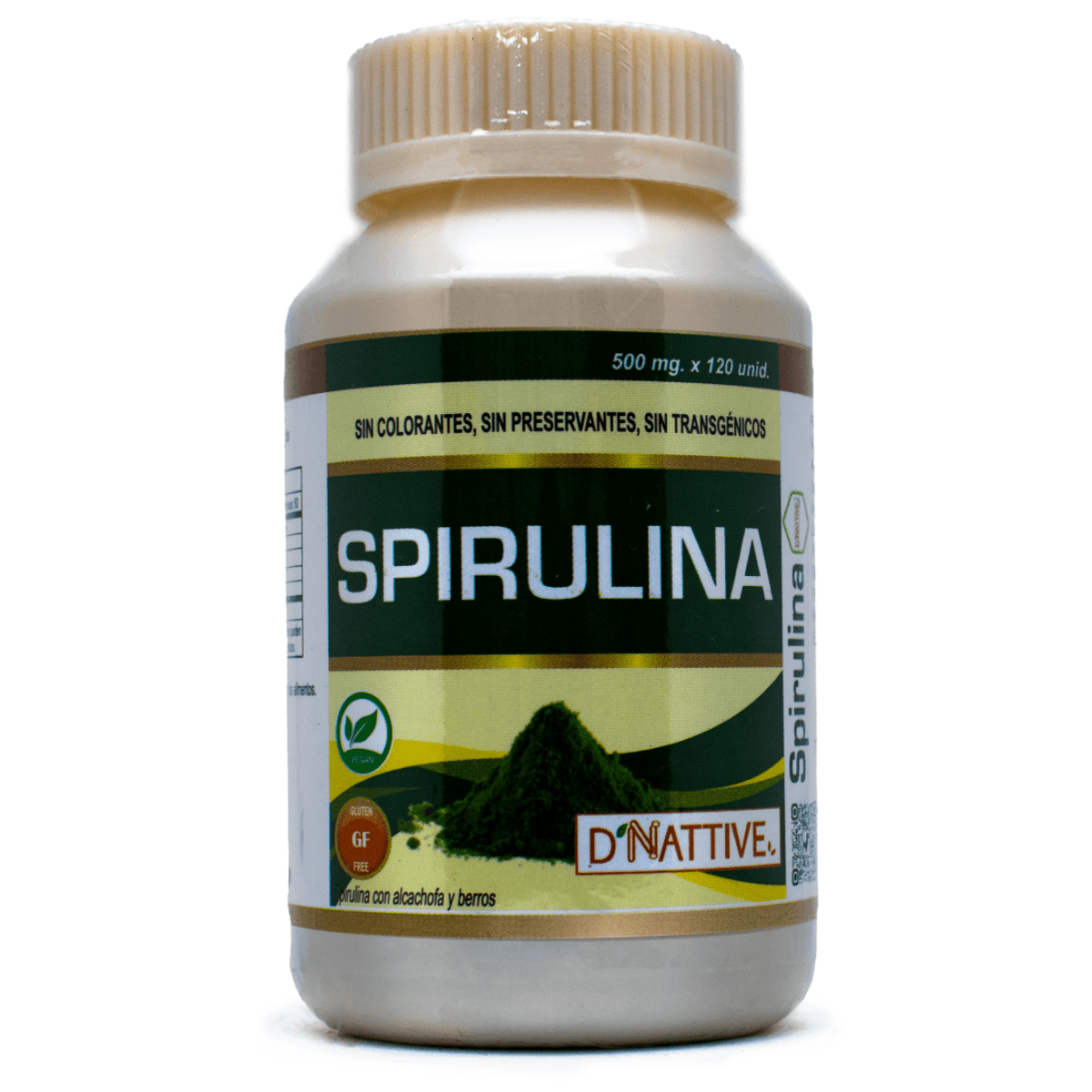 Spirulina 120 cápsulas D'Nattive, 500 mg
