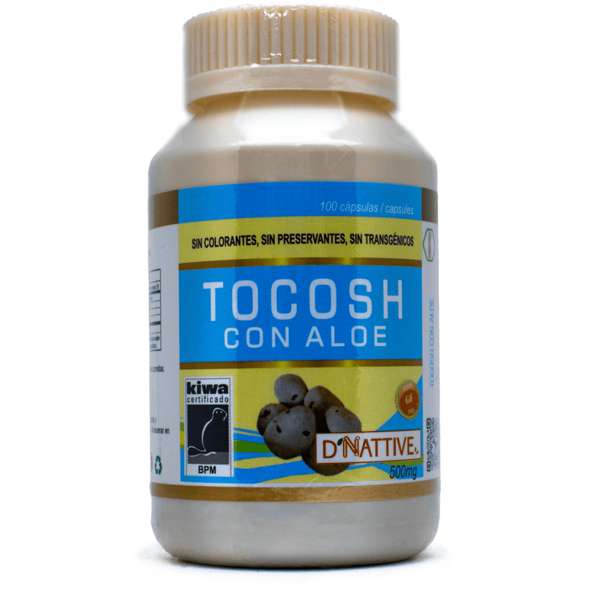 Tocosh con aloe 100 cápsulas D'Nattive, 500 mg