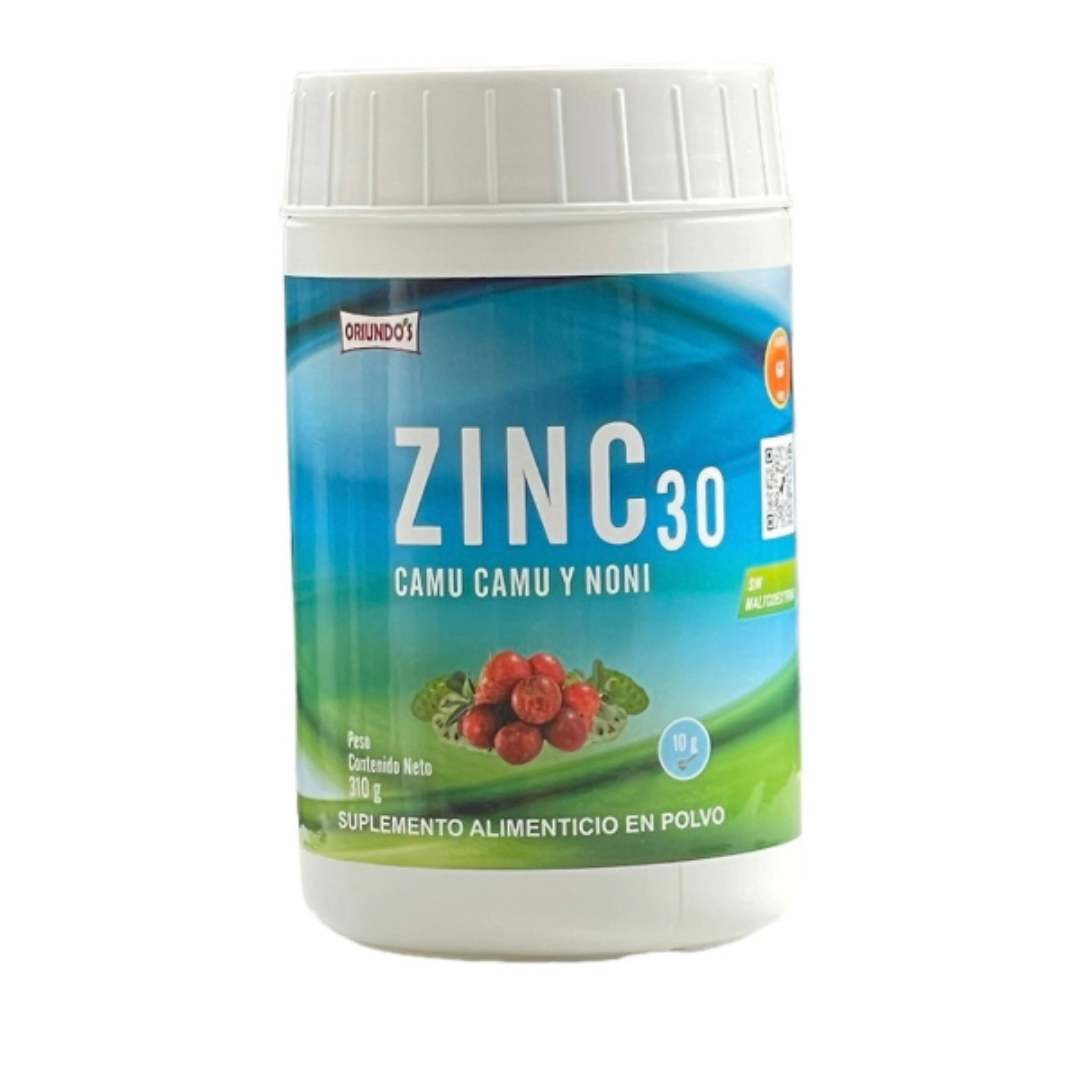 Zinc con camu camu y noni en polvo Oriundo's, 310 gr