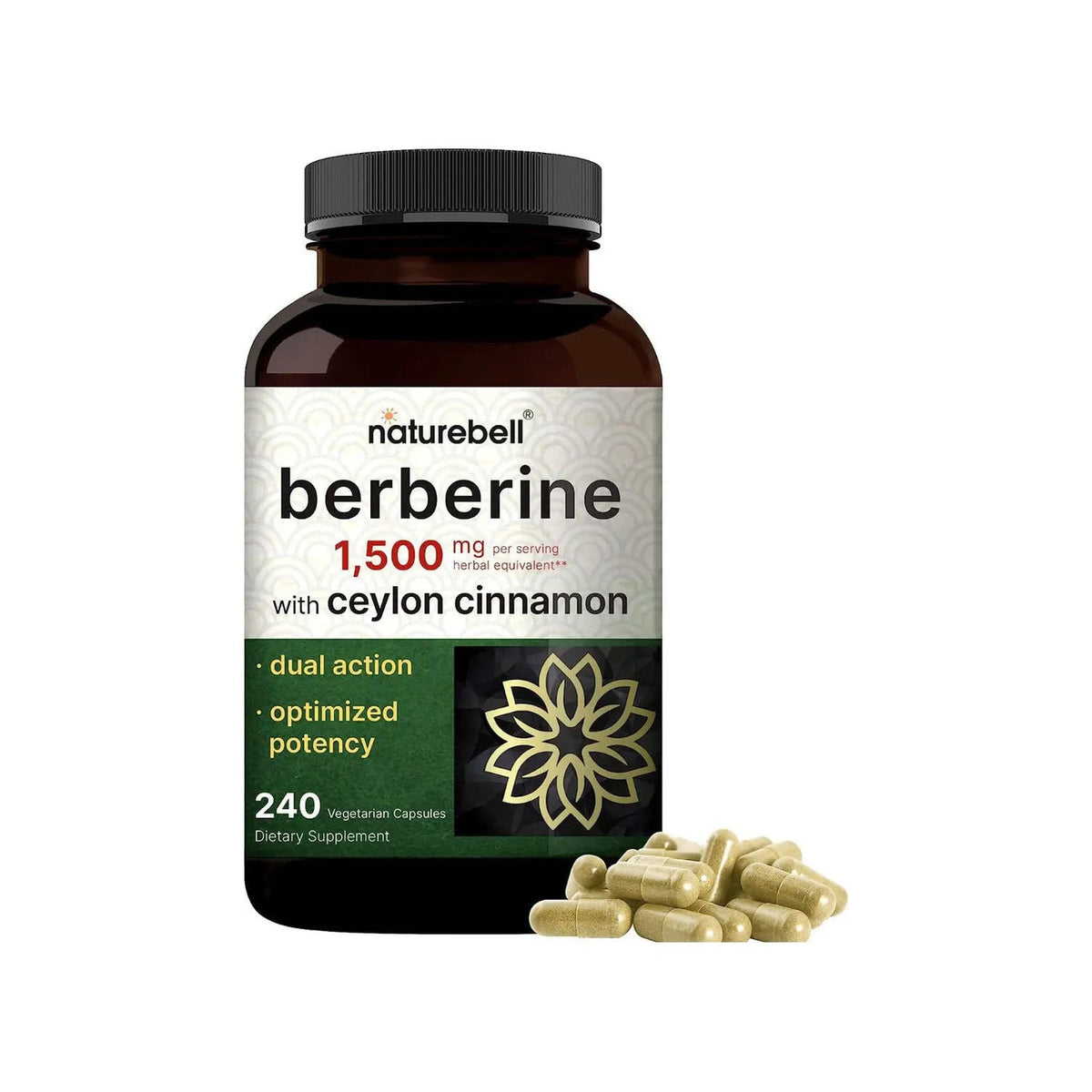 Berberina 240 cápsulas Naturebell, 1500 mg