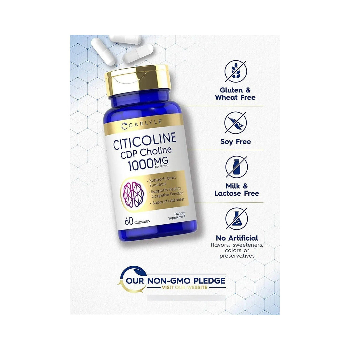 Citicolina 60 cápsulas Carlyle, 1000 mg