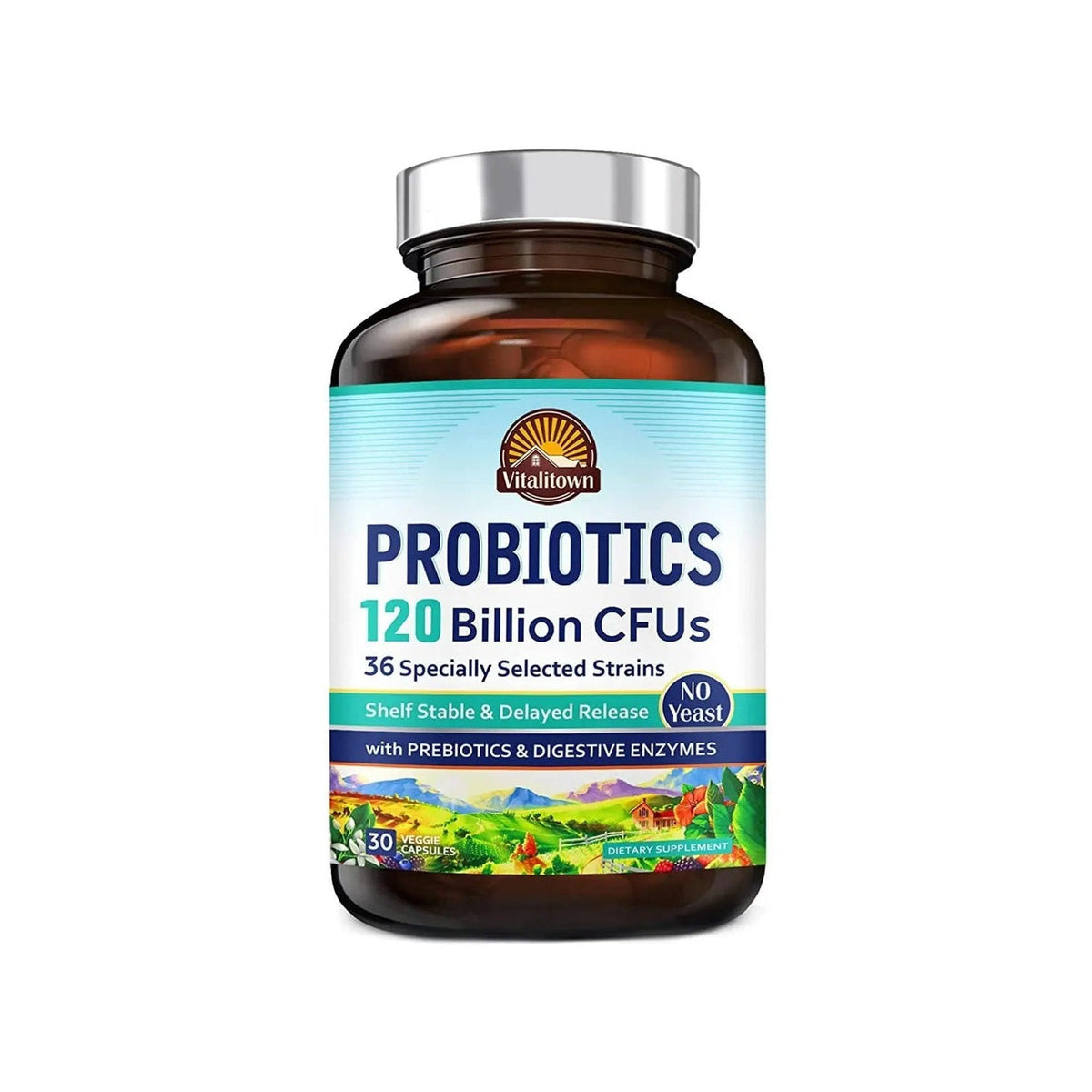 Probióticos 30 cápsulas vegetarianas Vitalitown, 120 mil millones UFC
