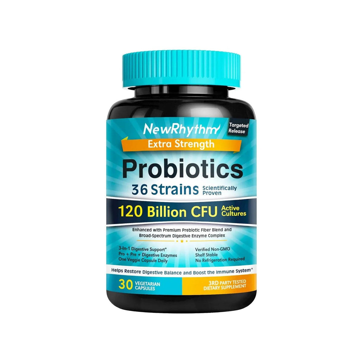 Probióticos orgánicos con enzimas digestivas, 120 mil millones UFC