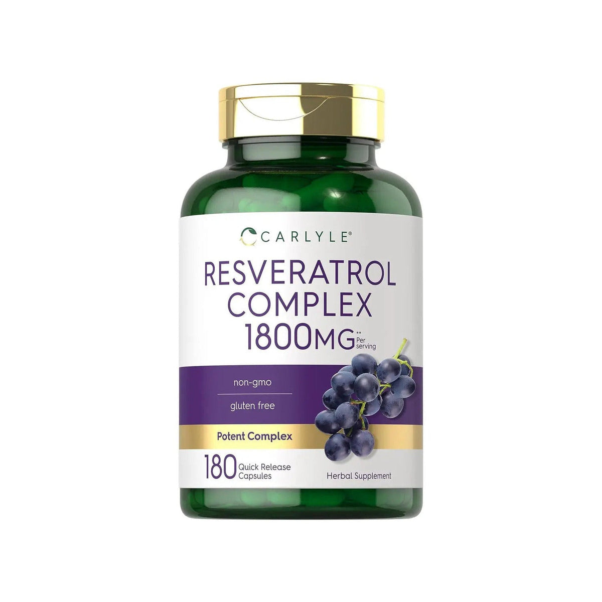 Resveratrol 180 cápsulas Carlyle, 1800 mg